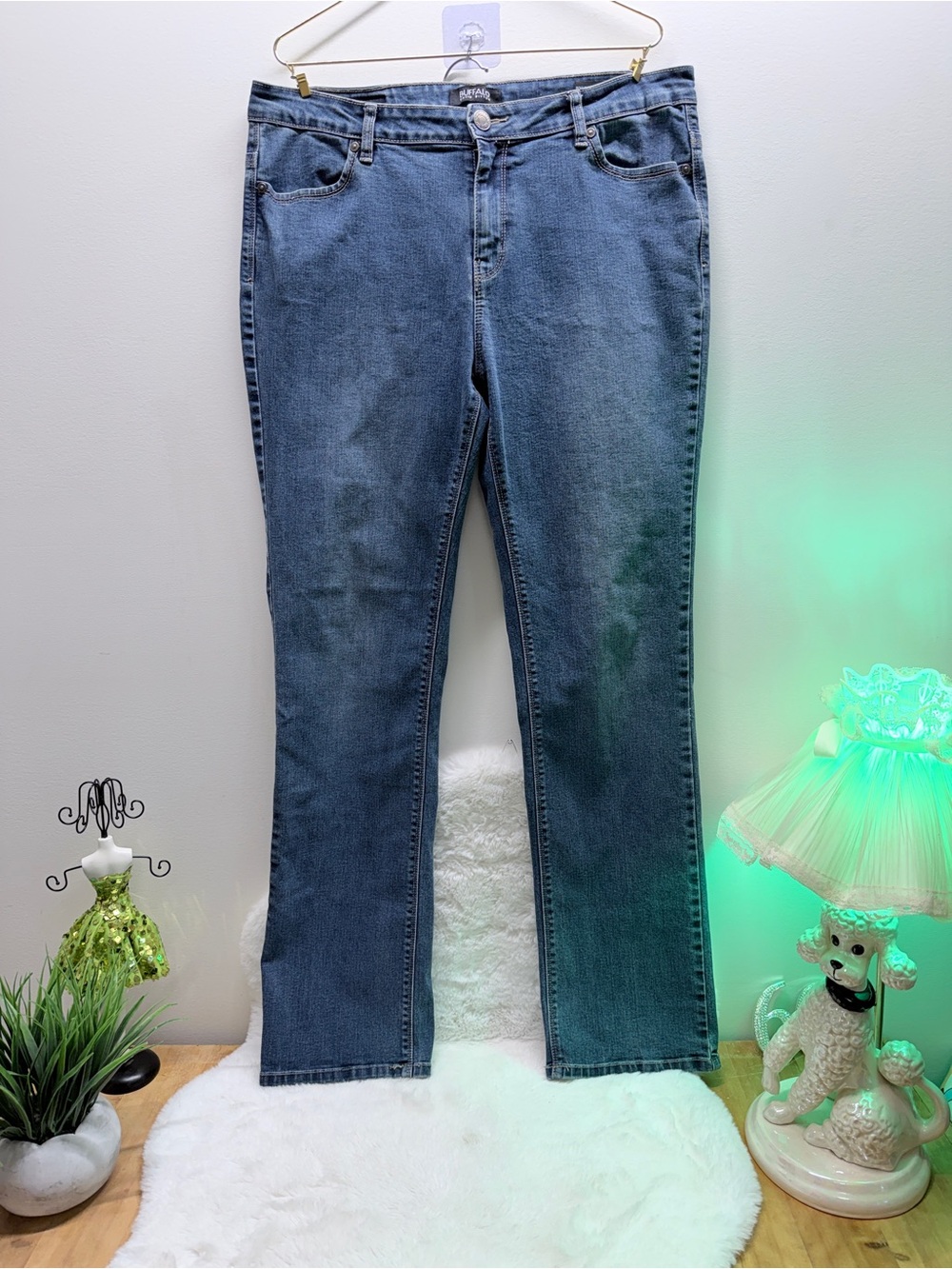 Buffalo David Bitton Blue Women’s Jeans Mid Rise Straight Leg Stretch 36”x31” 🔥